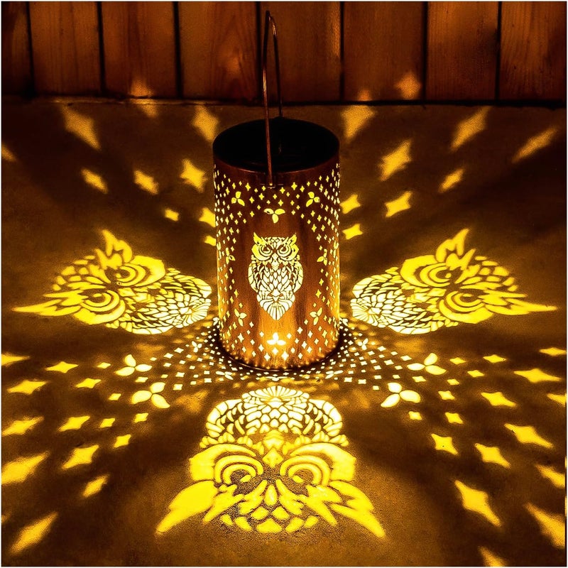 EZTZEN Owl Solar Lanterns Outdoor Waterproof Hanging Solar Lights Owl Gifts for Women Men Metal Decorative LED Owl Lanterns for Garden Decor,Yard,Patio,Lawn,Tabletop,Pathway,Landscape - Image 1